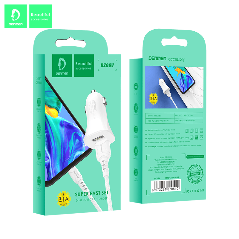 DENMEN Kit USB to Lighting Dual Autopunjač
