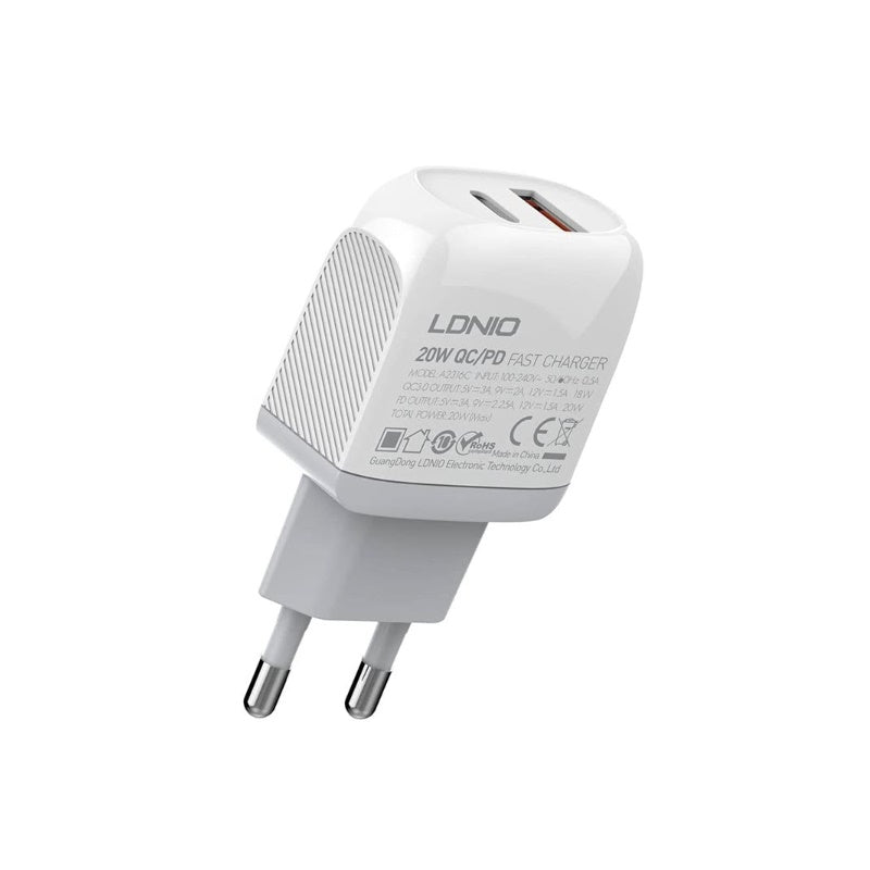 Kućni punjač LDNIO PD 20W + QC 3.0 USB-C to Lighting